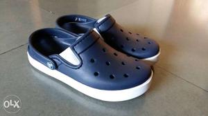 Blue And White Rubber Crocs