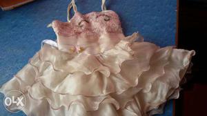 Girl's White Ruffled frock