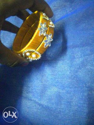 Gold And Silver Floral Bangel Bracelet