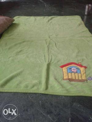 Green With Beige Dog House Print Towel