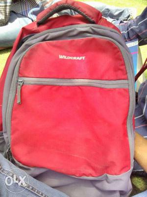 Grey And Red Wildcraft Backpack