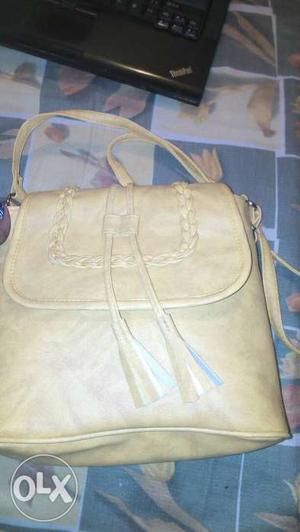 New yellow leather vanity bag..
