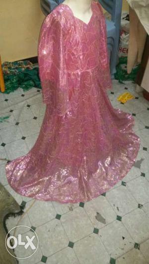 Pink new fancy party frock for kids age 5 to 8