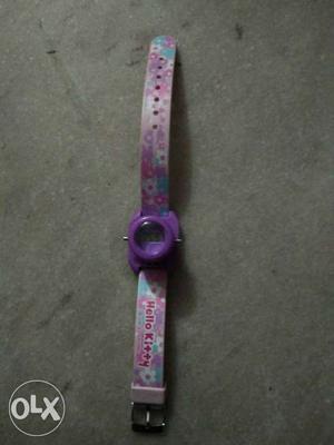 Round Purple And Pink Hello Kitty Floral Digital Watch