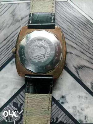 Silver Wrist Watch With Brown Leather Strap