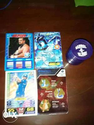 Two Athlete Collectible Cards And Two Pokemon Collectible