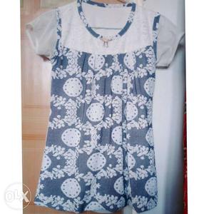 White And Gray Floral top for  years girl