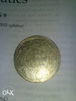 1 rupees Indian coin  Victoria Emperor
