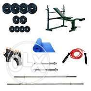 100 KG weight Rubber plates + 1 excercise bench +