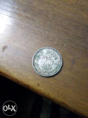 Antice 25 paisa coin of  year