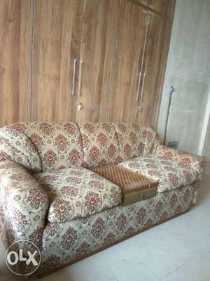 Beige And Gray Floral 3 Seater Sofa