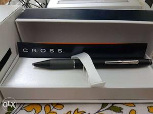 Black And Stainless Steel Cross Retractable Pen In Box