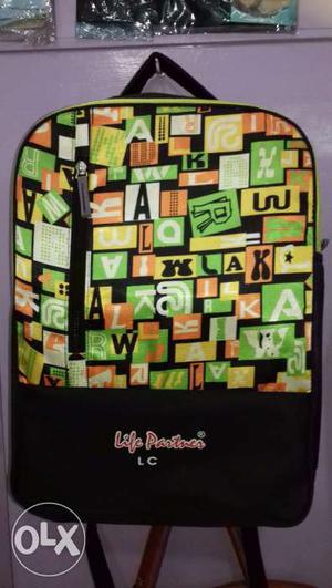 Black & Green Designed BackPack Bag At Resonable Price.