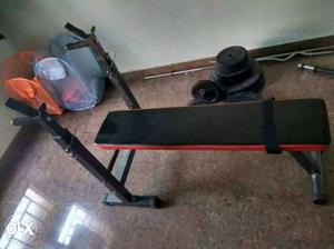 Foldable bench press, 50 KG Rubber weight Plates & lifting