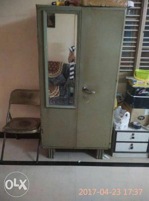 Gray Wooden Cabinet With Mirror