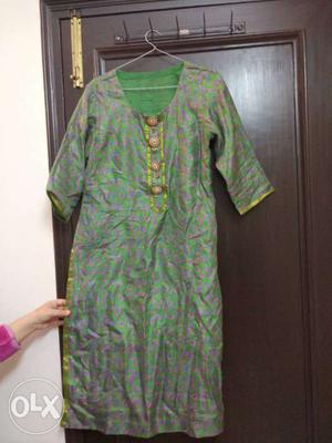 Green And Brown Floral Kurti