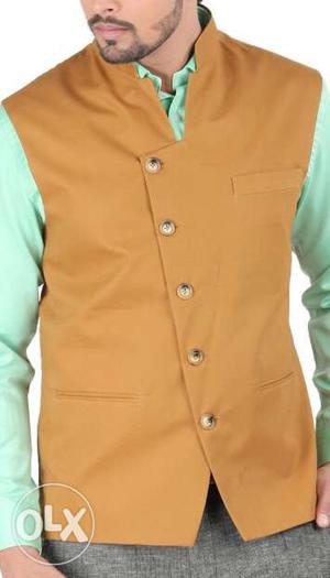 Men's Orange Formal Waist Coat