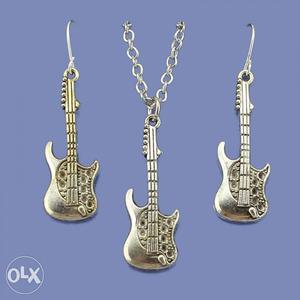 Silver Electric Guitar Pendants