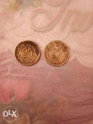 Two 25 Paise  And  Coind