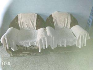 Two Brown-and-beige Padded Sofa Chairs
