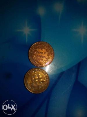 Two Half Anna Coins