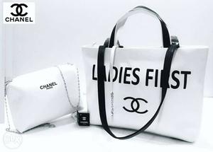 White Chanel Canvas And Duffle Bags