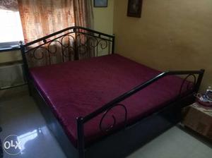 Wrought Iron Black Metal Framed Bed along with Mattress for