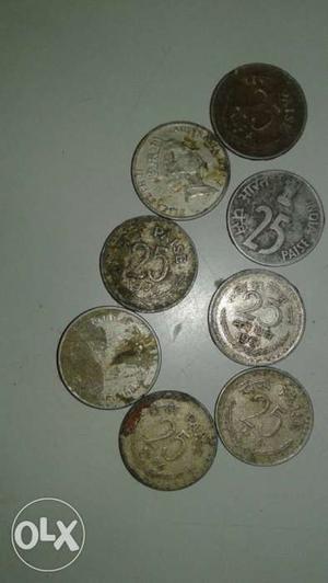 25 India Paise And Victoria India Coins