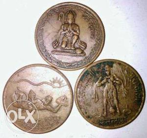 3 Different Lord Hanuman Coins from 