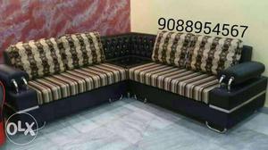 Black And Brown Stripe Sectional Sofa
