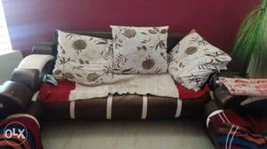 Black And White Leather Sofa And Pillow Set