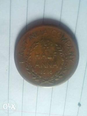 Half Anna  Vintage & Original Coin