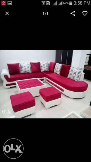 Red And White Sectional Sofa