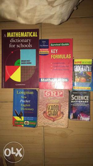 Science, English, Geography and Mathematics reference books