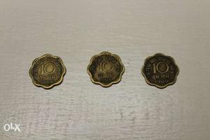 Three 10 paise Coins