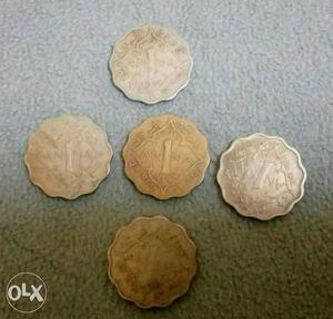 Total 5 coins of British Indian of king George