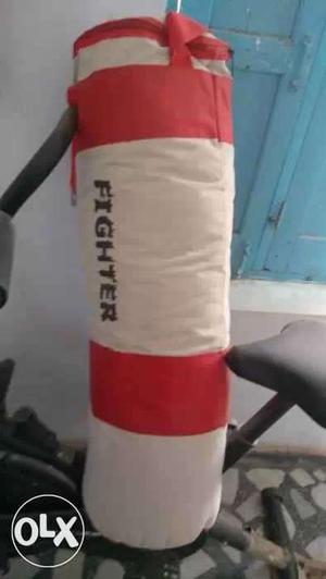 White And Red Fighter Punching Bag