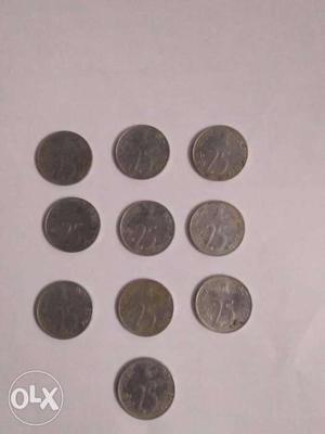  old 25paise 10 coins