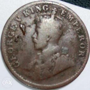 Ancient copper coin nearly 100 years old-one quarter Anna of