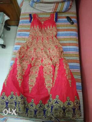 Beautiful red gown/one piece with dupatta. used