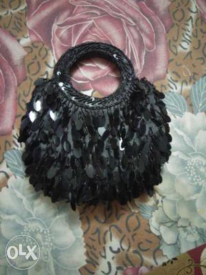 Black Sequined Handbag