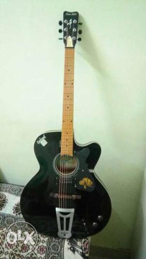 Black Wooden Cutaway Acoustic Guitar