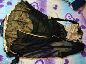 Black golden color blause lehnga with duppatta
