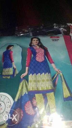 Blue, Red, And Green Salwar Kameez dress material 450 rupees