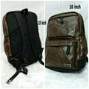 Brown And Black 15 And 16" Leather Backpack
