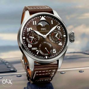 Brown And White IWC Chronograph Watch