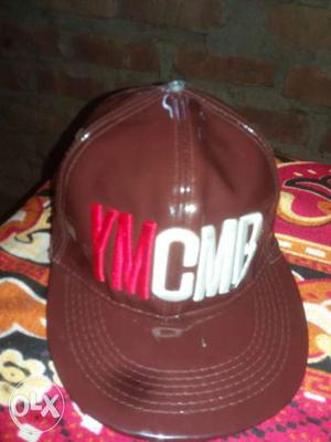Brown Patent Leather Fitted Cap