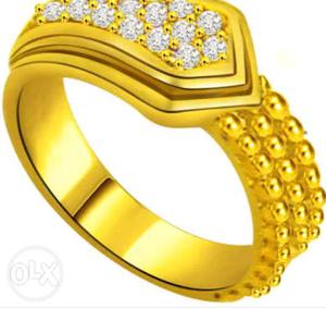 Diamond Embellished Gold Ring
