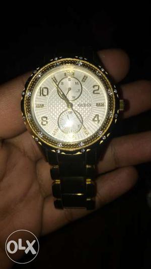 Gold And Diamond Beaded Chronograph Watch