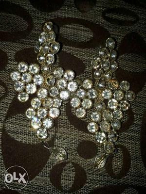 Gold And Diamond Embellished Statement Earrings